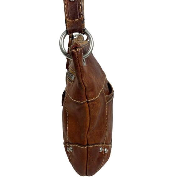 VTG FOSSIL Liberty Crossbody Bag Purse Brown Genuine Leather Adjustable FLAW - Picture 3 of 12